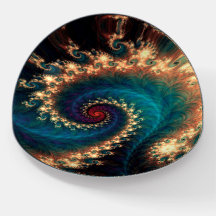 Fractal Teal Fantasy Spiral Abstrato