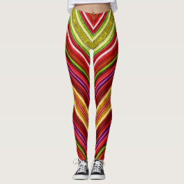 Fractalius Chevron em Leggings Reds
