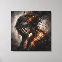 Fractured Soul: Internal Anguish Square Canvas