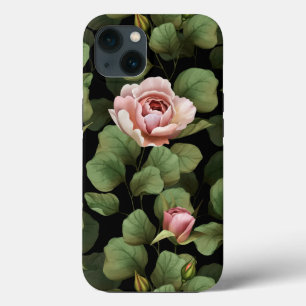 Frágeis rosas. Padrão floral a preto