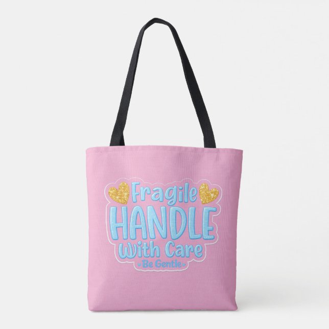 💖 Frágil – Manuseie com Cuidado Bolsa Tote 👜✨ (Verso)