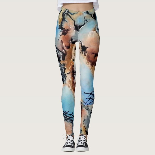 "Fragmento pintado do céu azul", Leggings feminina (Frente)