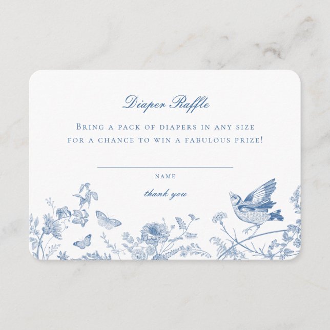 Fralda Azul De Jouy Raffle Convite Inserção (Frente)