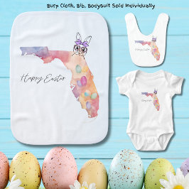 Fralda De Boca Happy Easter Florida State Pastel Eggs and Bunny