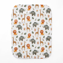 Playful Watercolor Safari Animal Burp Cloth (v.2)