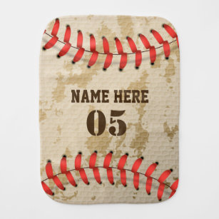 Fralda De Boca Vintage Personalizado Nome do Baseball Número Retr