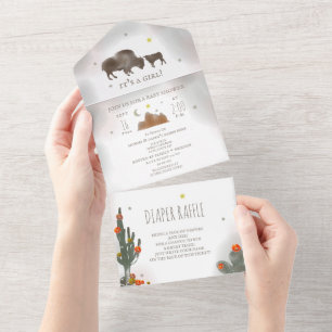 Fralda de Buffalo Bison Cactos Raffle Chá de fral