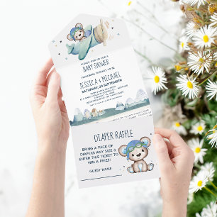 Fralda de Raffle e Chá de fraldas de avião do Urso