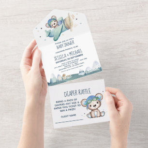 Fralda de Raffle e Chá de fraldas de avião do Urso