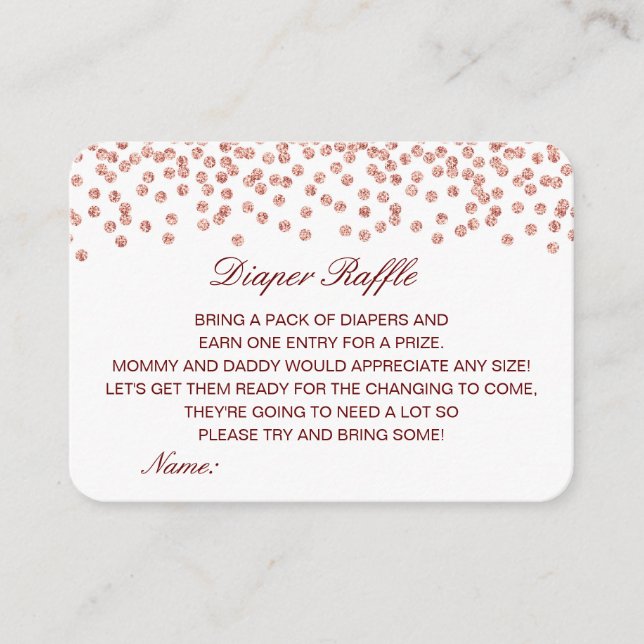 Fralda editável Inserção do Chá de fraldas Raffle (Frente)