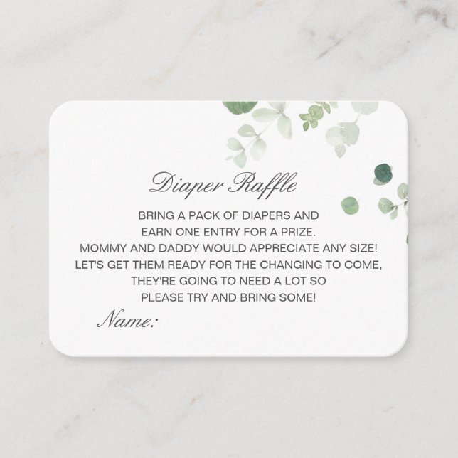 Fralda editável Inserção do Chá de fraldas Raffle (Frente)