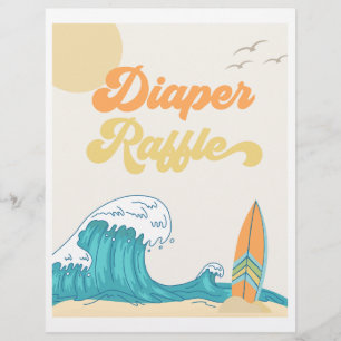 Fralda Raffle Chá de fraldas Sinal de Surf