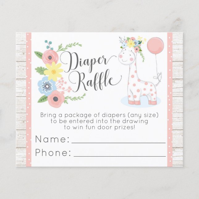 Fralda Raffle Giraffe Chá de fraldas Game Cartão d (Frente)