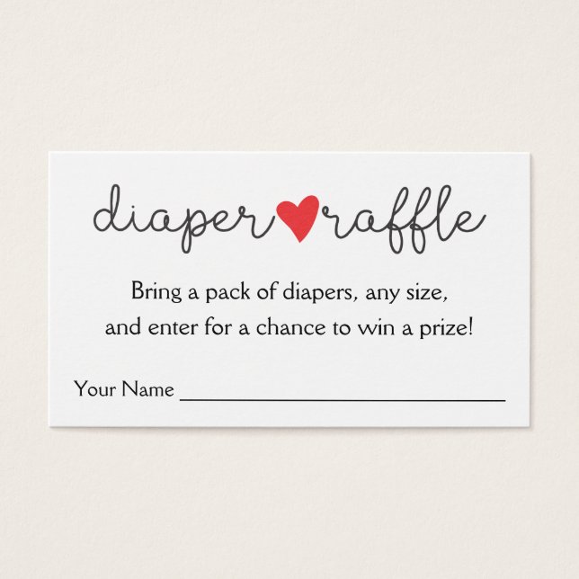 Fralda Raffle Red Heart Chá de fraldas (Frente)