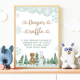 Fralda Raffle Winter Snowflake Woodland Poster