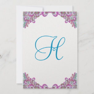 Framboesa e Aqua no Convite para Casamento de Ice 