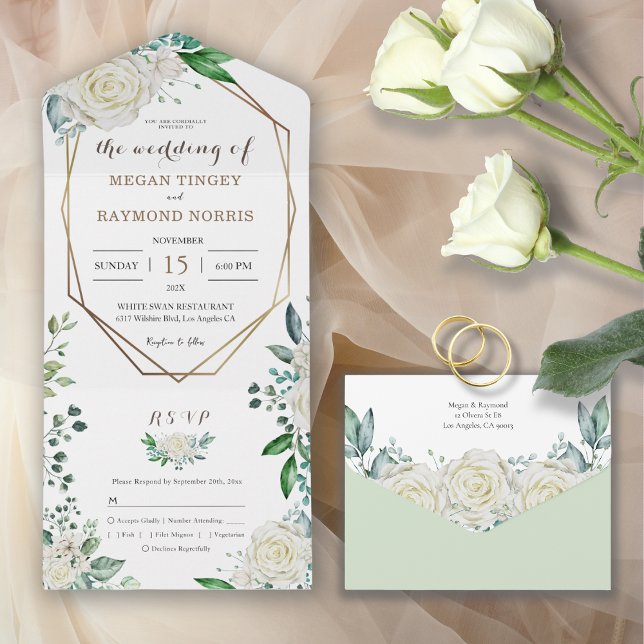 Frame Dourado das Rosas Verde e Brancas Verde (Criador carregado)