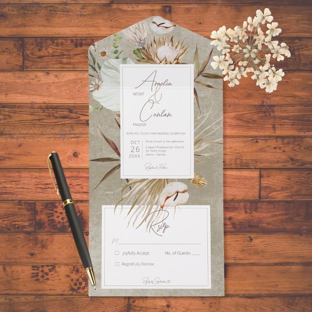 Frame Floral de Boho Seco Neutro Sem Janto (Criador carregado)