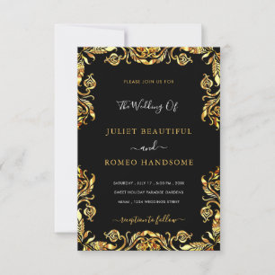 Frame Floral do Ouro de Convite Dourado Preto