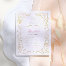 Frame Floral Elegante Quinceañera Foto Dourada Orç