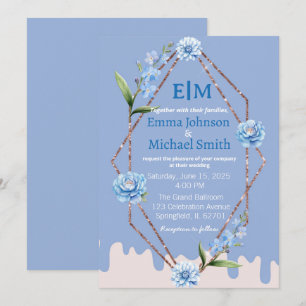 Frame Glitter com Convites de casamento Flowers