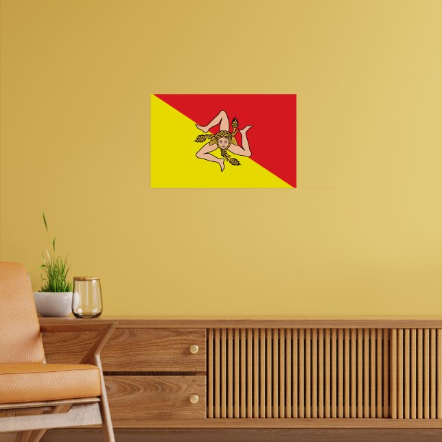 Frame impressão com bandeira da Sicília, Itália (Sala de Estar 2)