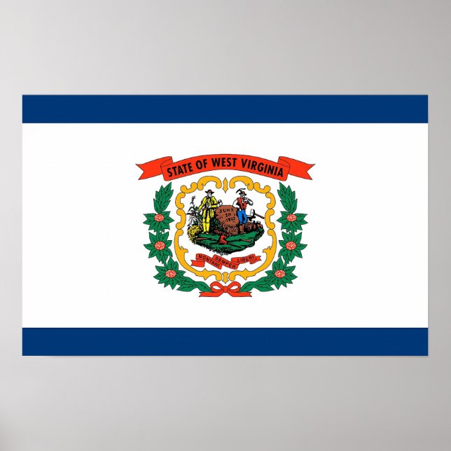Frame impressão com Bandeira da Virgínia Ocidental (Frente)