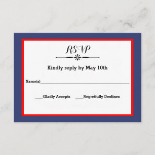 Frame Vermelho e marinho - Placa de resposta RSVP