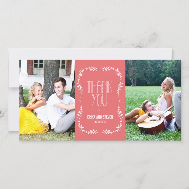 Framing Deixa Casamento Obrigado Cartões Salmão (Frente)