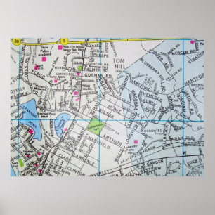 Framingham, poster do mapa do vintage das MÃES