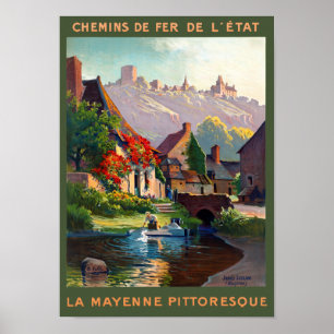 França Mayenne Restaurada Poster de Viagens vintag