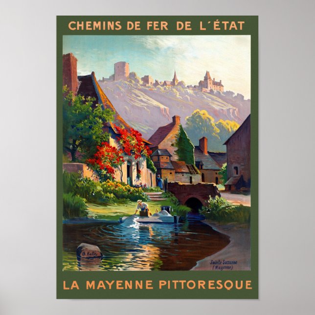 França Mayenne Restaurada Poster de Viagens vintag (Frente)