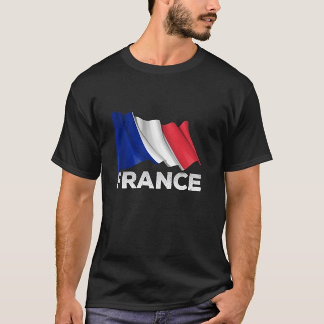 França T Camisa Bandeira Francesa Camiseta Longa T (Frente)