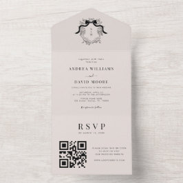 Francês Crest Monograma Ivory QR Code Casamento Ch