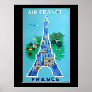 Francês do poster vintage do viagem da torre de