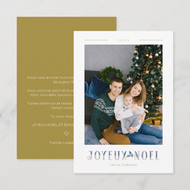 Francês Feliz Natal Caligrafia Moderna Personaliza (Frente/Verso)