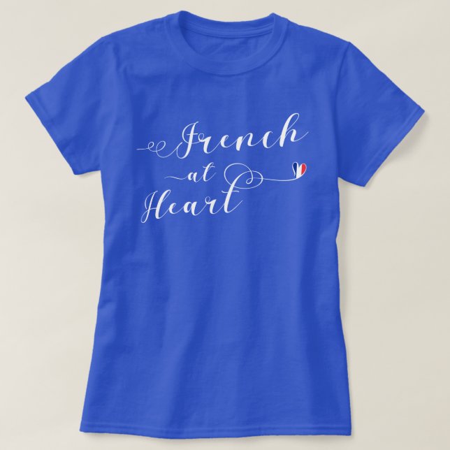 Francês na Camiseta do coração, França (Frente do Design)