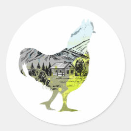 Frango com Fazenda Dentro Adesivo Divertido – Faze
