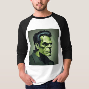 frankenstein 3/4 manga camisa masculina