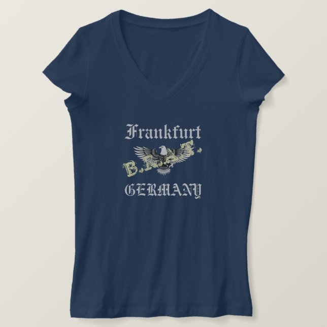 FRANKFURT, ALEMANHA, BRAT, TEE, EAGLE, T-Shirt AZU (Frente do Design)