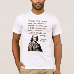 Franklin no t-shirt da liberdade e da segurança