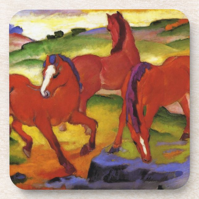 Franz Marc que pasta a porta copos dos cavalos (Frente)