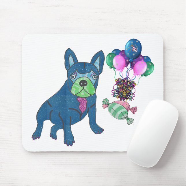 Französische Bulldogge mit Luftballons Mousepad (Com mouse)