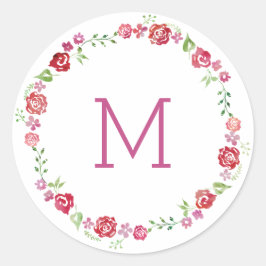 Fraqueza Floral com Rosa Monograma Adesivos Inicia