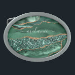 Frasco Personalizado de Nome da Cinto do Mármaco G<br><div class="desc">Belt Buckles com Marble Glitter Glitter Geode Verde Agate Nome Personalizado Emerald Sparkle Personalizado Aniversário - Oferta/Oferta de Aniversário ou Casamento - Adicione Seu Nome - Texto ou Remoção - Torne Sua Oferta de Fivela Especial - Redimensione e mova ou adicione texto/elementos com ferramenta de personalização. Design por MIGNED. Por...</div>