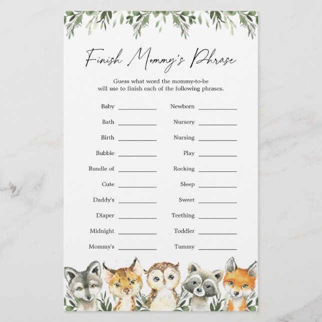 Frase de Mamãe do Chá de fraldas de Animais da Flo (Frente)