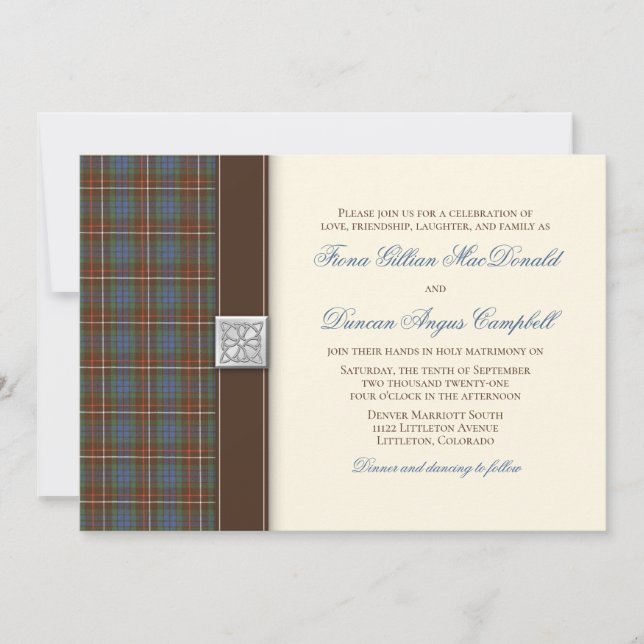 Fraser Ancient Hunting Tartan Wedding Convite (Frente)