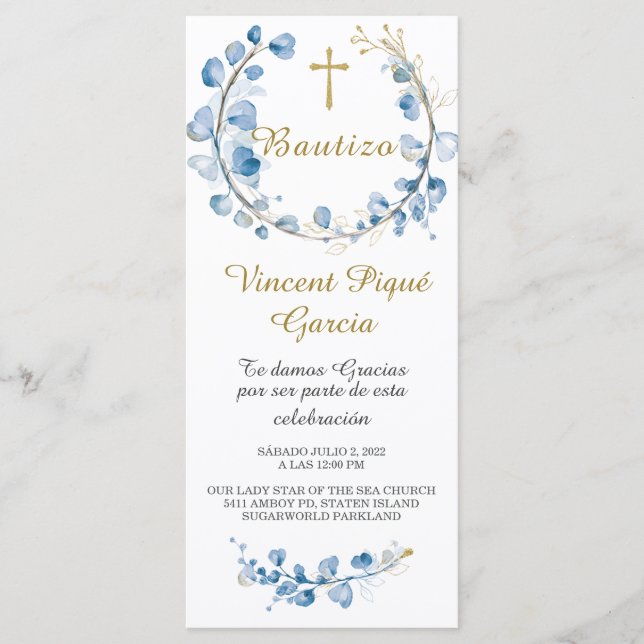 Frases Curtas Cartão de Batismo (Frente)