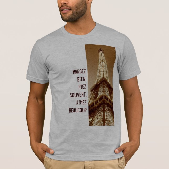 Frases Francesas Eiffel Tower Paris T-Shirt 1 (Frente)