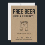 Free Beer Engraçado Aniversário Salve o Cartão de<br><div class="desc">Adicione um pouco de humor à sua festa de aniversário para salvar a data. . . . Inclui torradas de cerveja feitas à mão num fundo de kraft maravilhosamente rústico. Os itens de coordenação estão disponíveis na Coleção 'Arte da Linha de Cerveja Rústica' em minha loja.</div>
